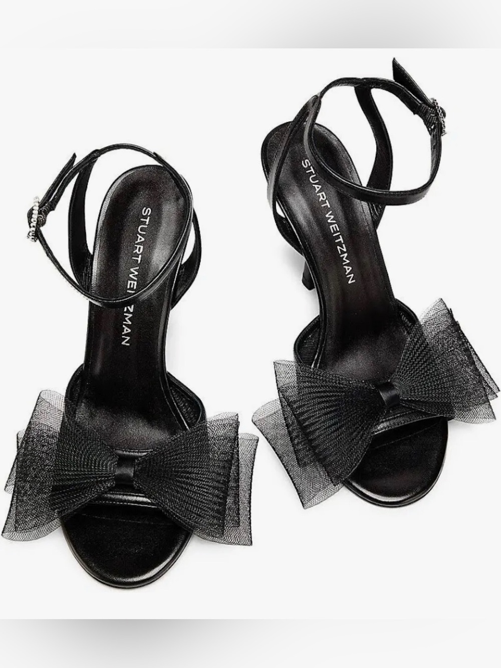 Stuart Weitzman Blushing Bow 75mm Stiletto In Black Women’s Size 7B New $421